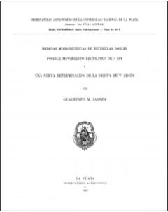 Medidas micrométricas de estrellas dobles: posible movimiento rectilíneo de β 311 y una nueva determinación de la órbita de ψ Argus: Serie Astronómica - Tomo VI, no. 8